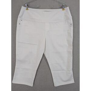Intro Love The Fit Woven Capri Pants 16 Petite Tummy Control White -725F181